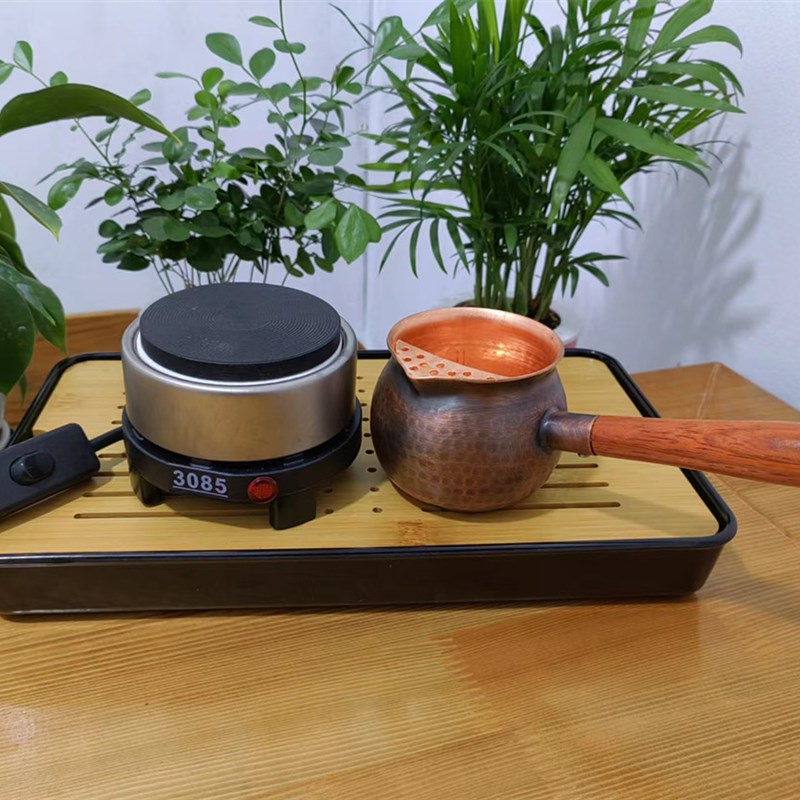 加厚侧把纯紫铜公道杯电陶炉铜茶壶铜罐西北甘肃罐罐茶烧水煮茶器
