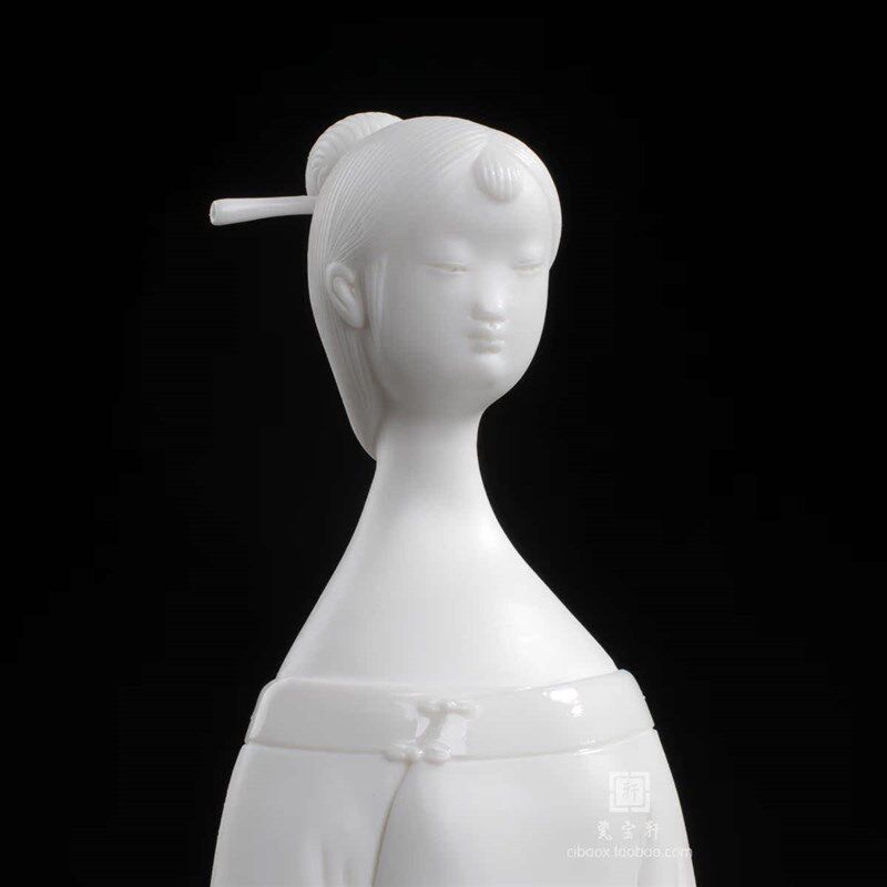 新古典人物德化白瓷仕女美女幽梦家居客厅书房软装饰办公工艺摆件