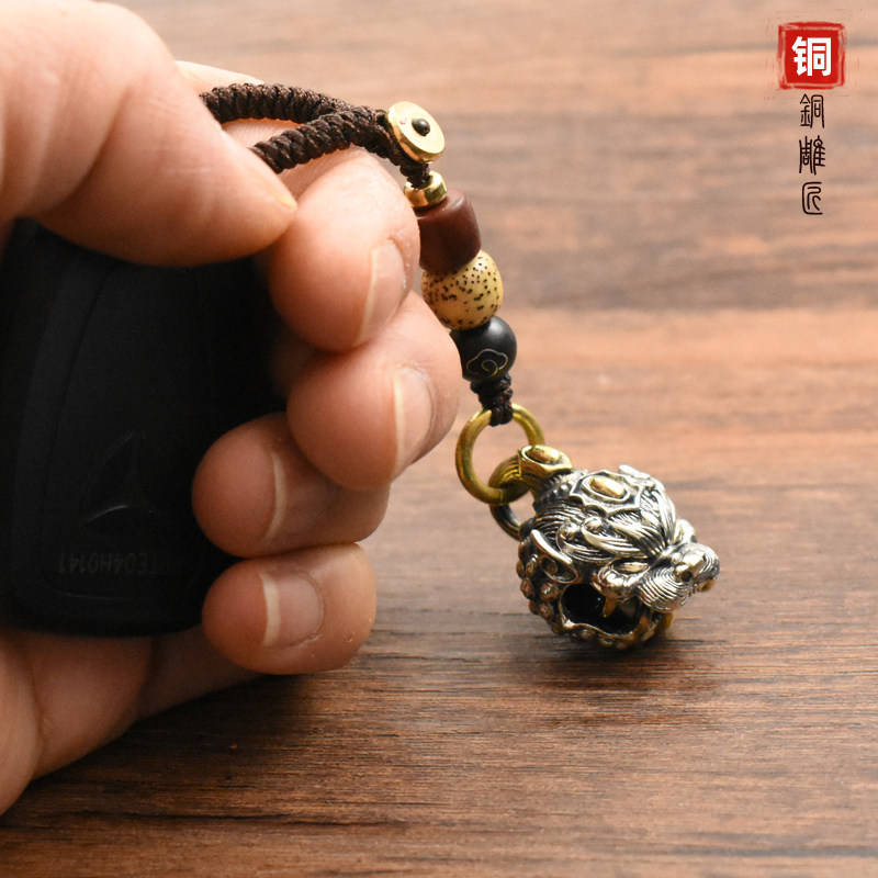 铜神兽貔貅铃铛白铜黄铜双色貔貅铃铛汽车钥匙扣挂坠包挂创意礼品