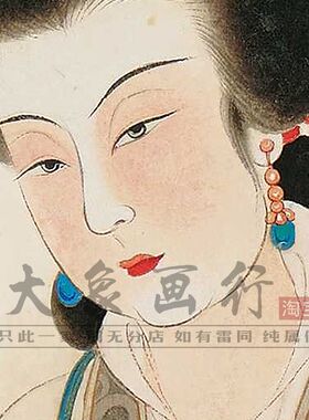 张大千团扇闲情工笔仕女画临摹范本古典人物画艺术微喷绢布画心