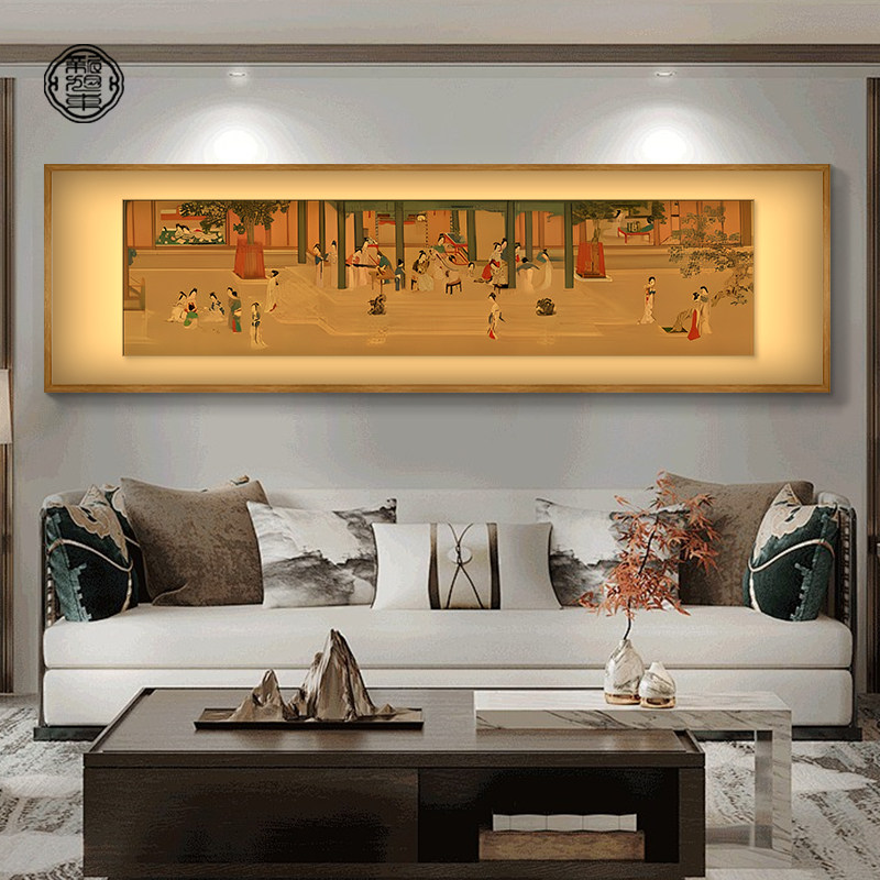 五牛图茶桌挂画新中式客厅沙发背景墙装饰画茶室灯画办公室壁画