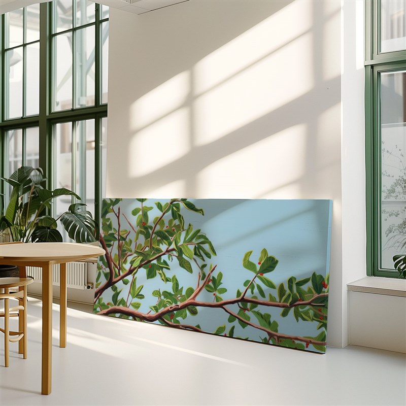 布纸有爱 蓝天枝丫 小清新绿植装饰画横版客厅背景墙卧室单幅挂画