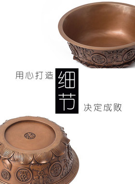 铜聚宝盆摆件家居礼品客厅铜盆装饰品博古架电视柜酒柜摆设工艺品