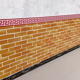 仿古青砖自贴墙纸自粘商用墙围腰线饭店壁纸复古墙裙餐厅墙贴装饰
