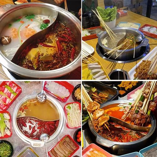 不锈钢鸳鸯锅串串火锅大容量加高加深串串锅火锅盆店商用电磁炉
