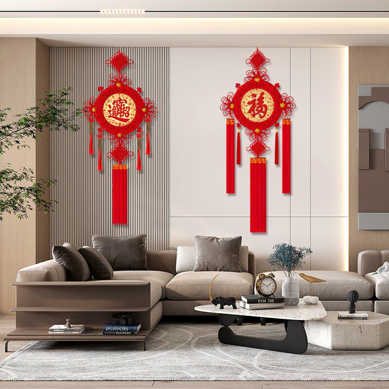 中国结挂饰客厅桃木福字玄关礼品红色背景墙过年装饰挂件乔迁镇宅