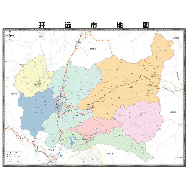开远市市区域县市地图街道分布地区区域图办公室贴图挂图