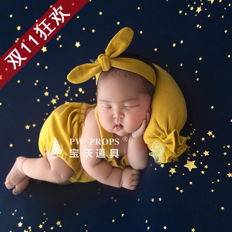 宝沃道具儿童摄影背景布星空毯子影楼新生儿拍照豆袋毯子