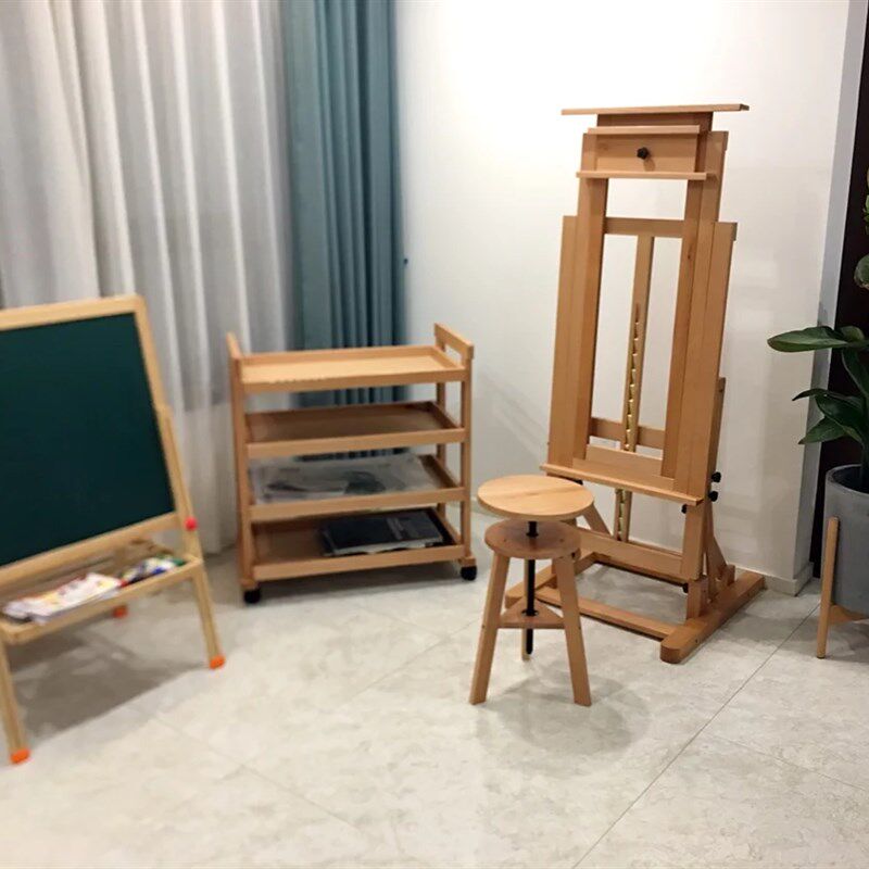 加大加厚榉木制油画架平衡落地大国画油画手工笔画架平放升降专业