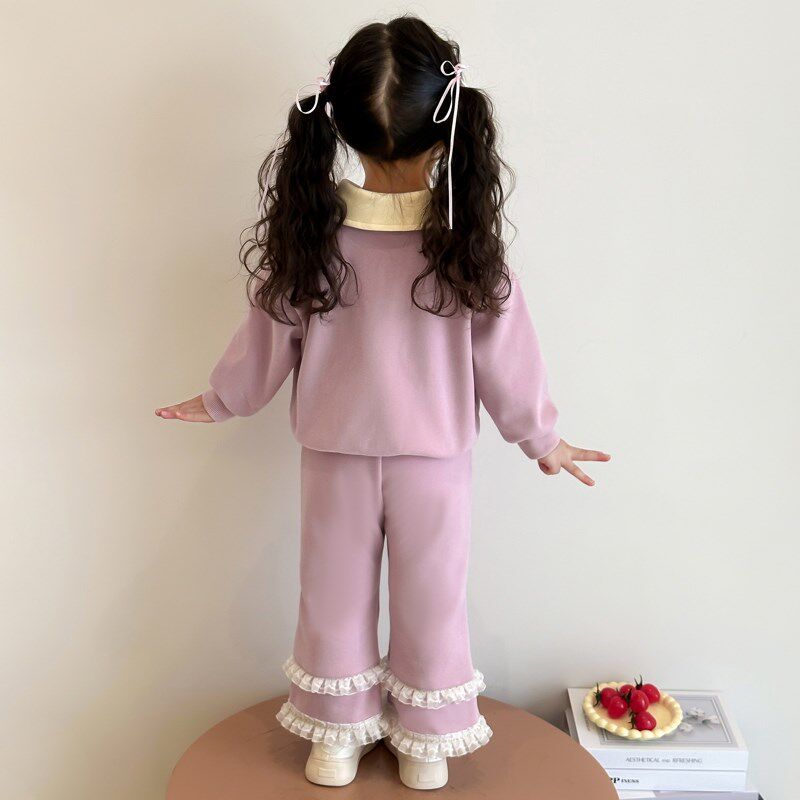 女宝宝春季卫衣套装2025新款女童时髦洋气全棉衣服儿童春装两件套