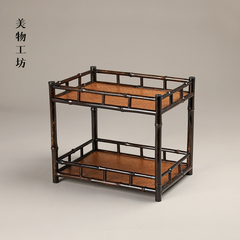 紫竹茶棚茶道收纳博古架小摆件茶杯茶具置物架紫砂壶展示架零配