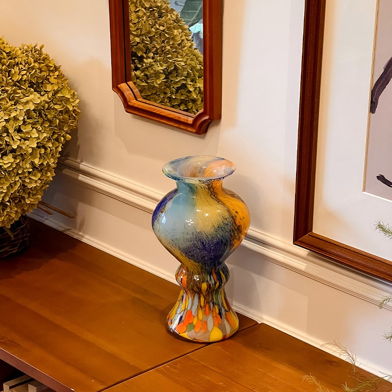 加安加丽法式vintage中古琉璃花瓶客厅桌面艺术插花花器装饰摆件