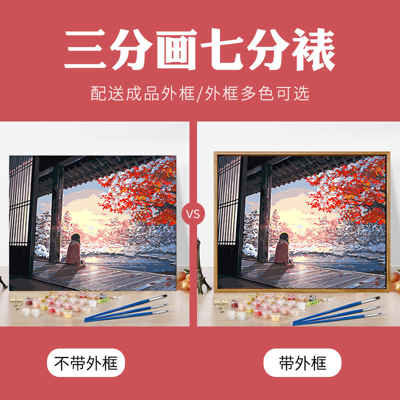 数字油画diy填充油彩画定制动漫风景人物填色画手工数字画装饰画