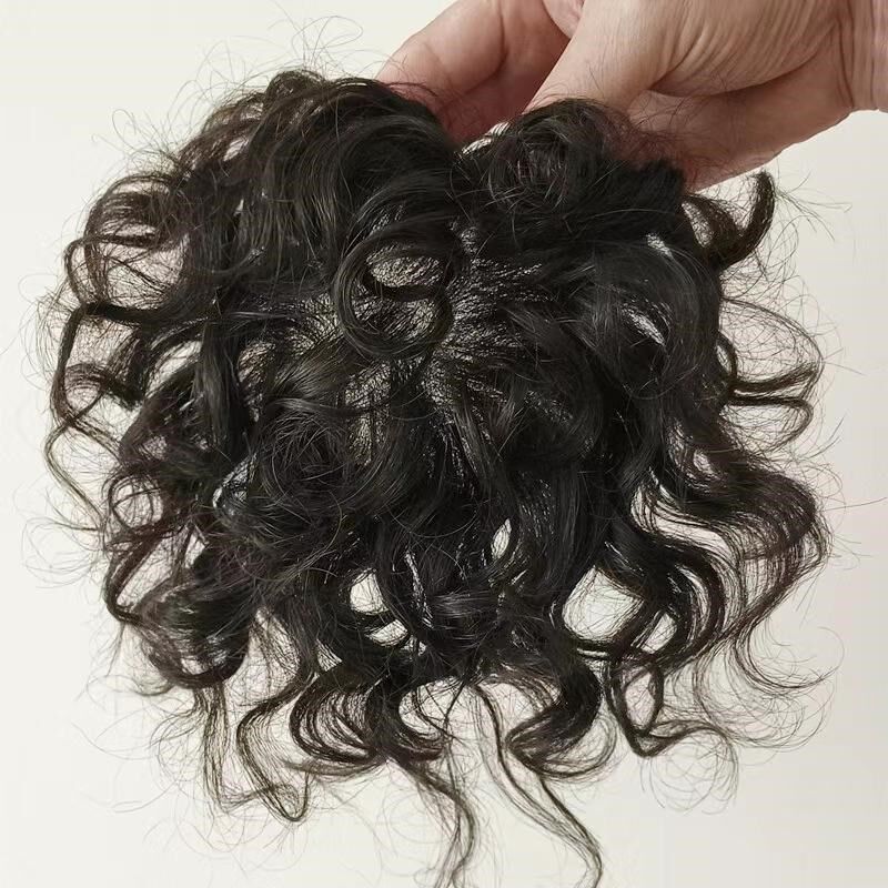 头顶补发片女遮白发补头顶假发片真发无痕卷发自然发顶蓬松卷短发