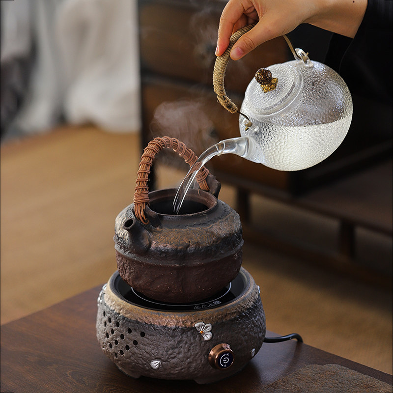 古早柴烧粗陶煮茶壶电陶炉办公家用烧水单壶泡茶专用提梁壶煮茶炉