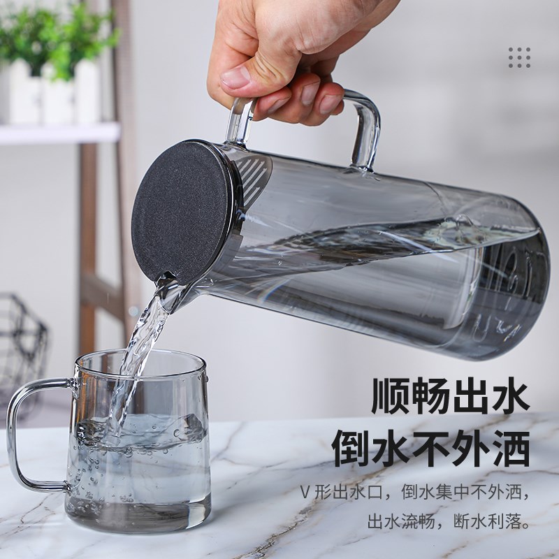 冷水壶玻璃扎壶凉水杯果汁茶壶大容量冰水壶凉茶壶套装家用凉水壶