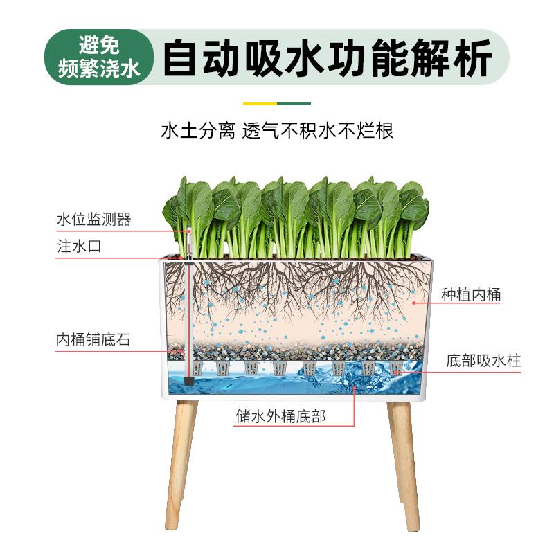 种菜神器阳台庭院长方形种植箱带脚自动吸水花盆落地懒人花箱塑料