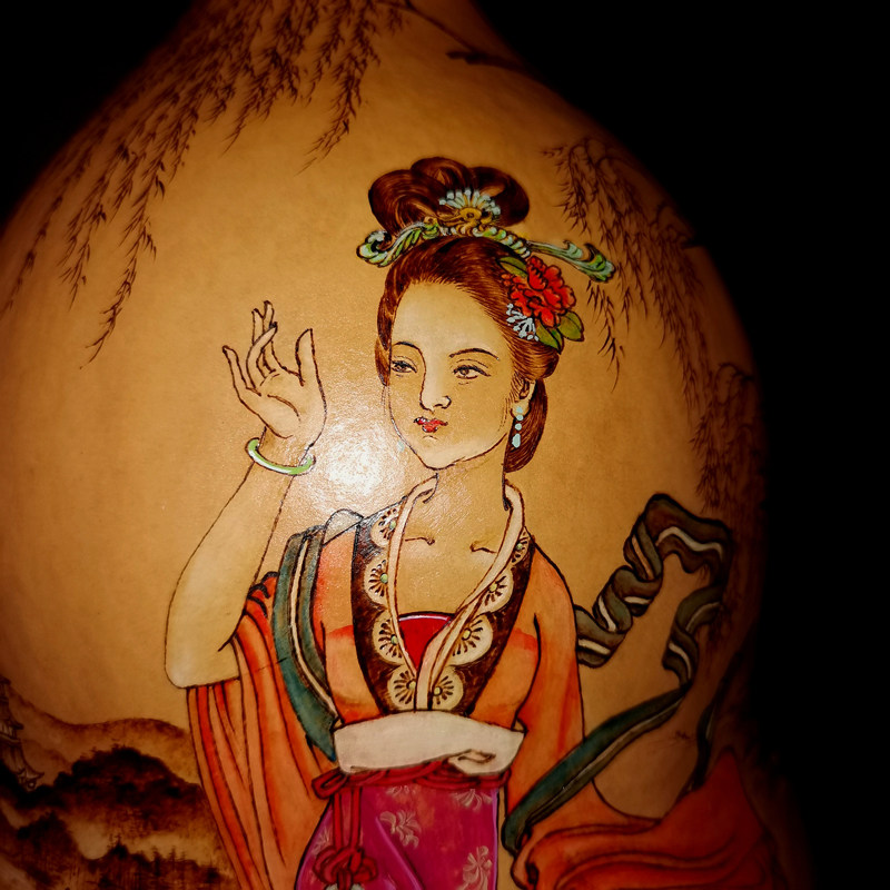 坐忘堂 天然葫芦手工 西湖 非遗烙画转印 客厅电视柜玄关装饰摆饰