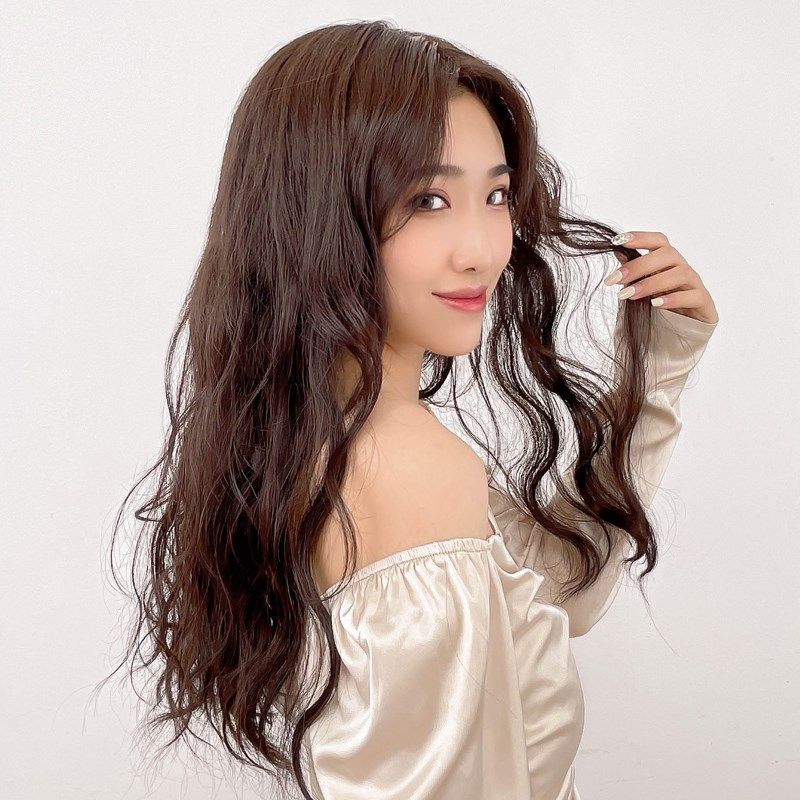 真发发片假发女长发一片式V型接发蓬松隐形无痕贴片大波浪卷发片