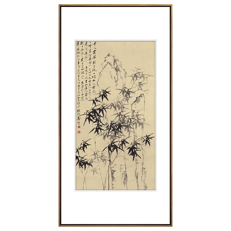 石鲁华山松影图字画装饰画老板办公室茶桌背景墙挂画竖版玄关壁画