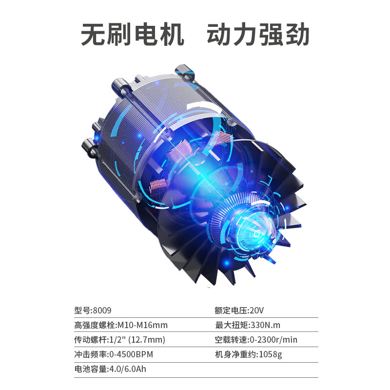 狼啸20V锂电无刷冲击电动扳手/架子工专用脚手架汽车轮胎拆卸扳手