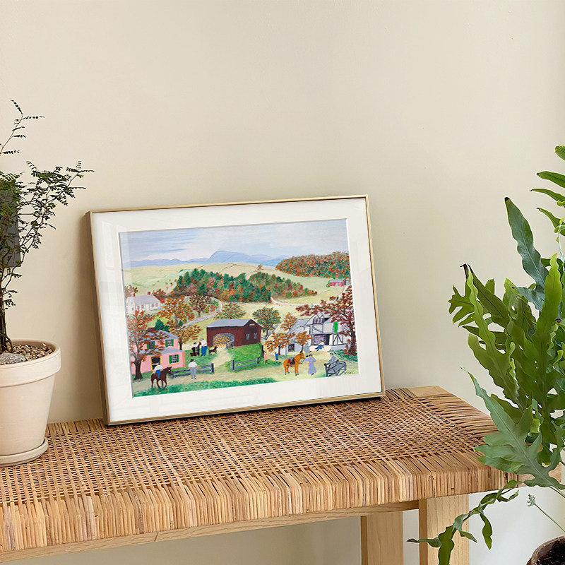 小清新美式田园风景餐厅装饰画摩西奶奶挂画温馨系客厅卧室壁画