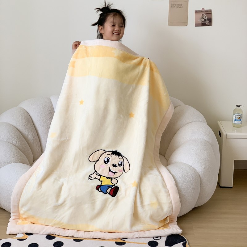 儿童婴儿毛毯双层加厚冬季宝宝盖毯幼儿园午睡小被子珊瑚绒云毯子