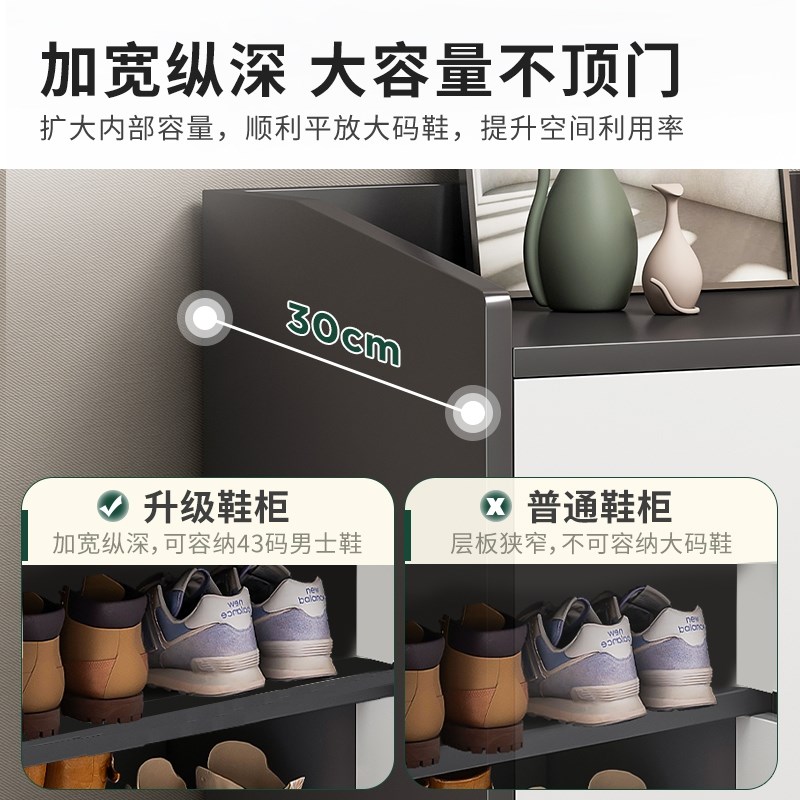 鞋柜门口家用大容量入户有门玄关柜实木色楼道室外过道电梯口鞋架