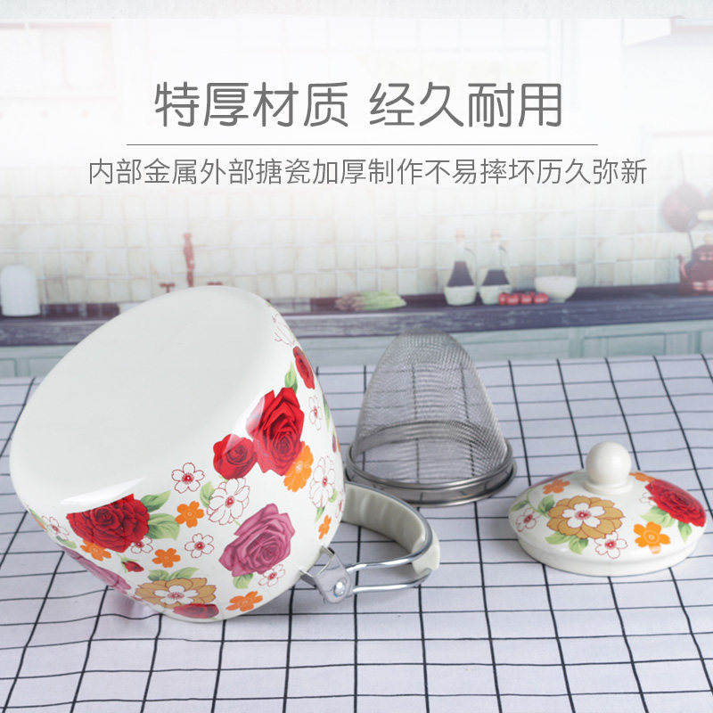 特厚搪瓷烧水壶 泡茶电磁炉壶 明火加热茶水壶凉水壶养生壶提梁壶