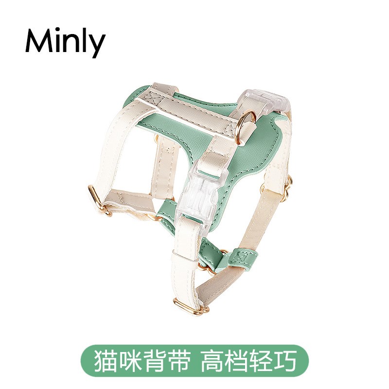 猫咪牵引绳防挣脱外出专用工字形背心式高皮革档蓝猫缅因猫德文