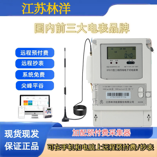 林洋DTS72三相四线电表380V峰平谷多费率485通讯4G智能预付费抄表