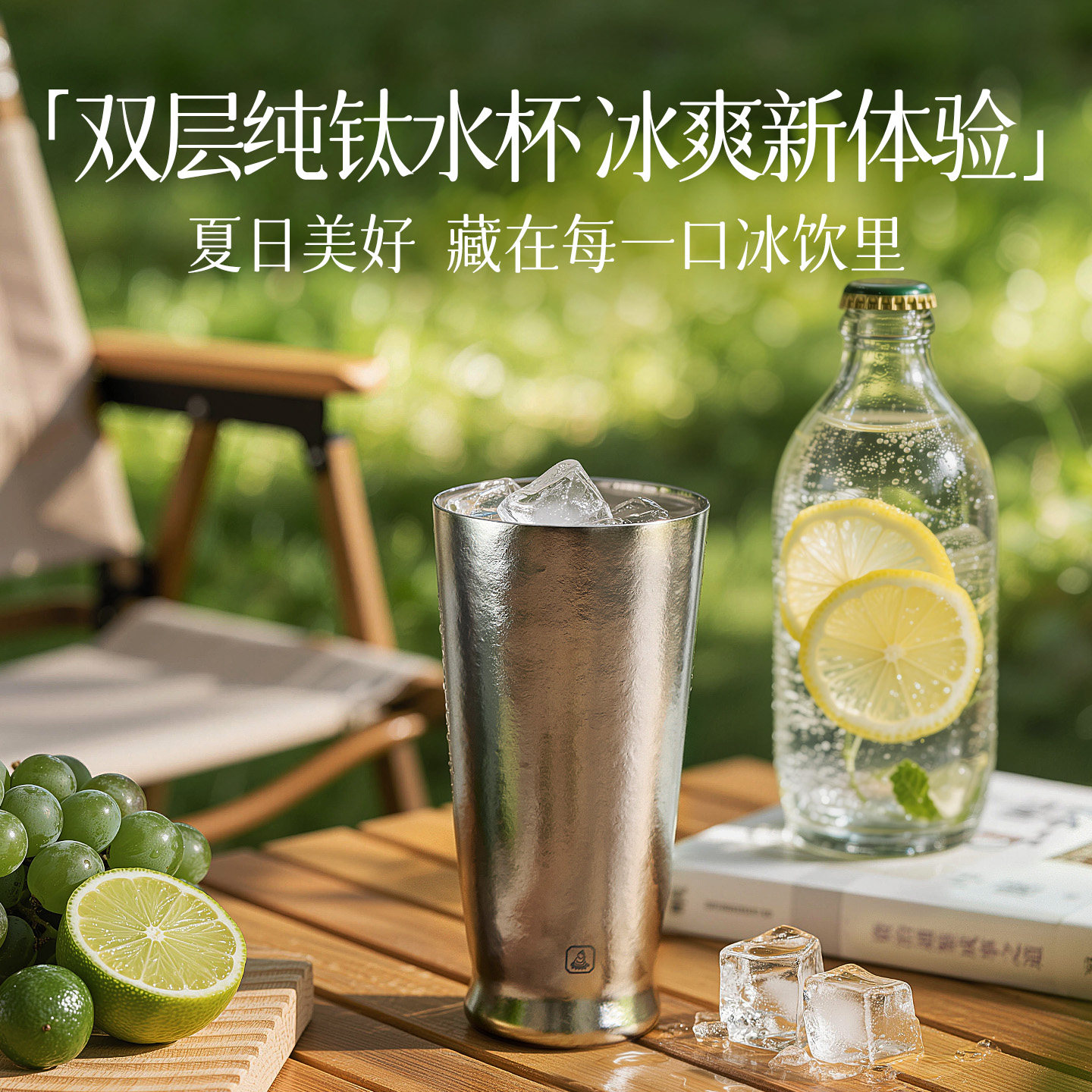 成事好物冯唐出品纯钛双层啤酒杯战国杯夏季冰饮酒杯水杯户外杯