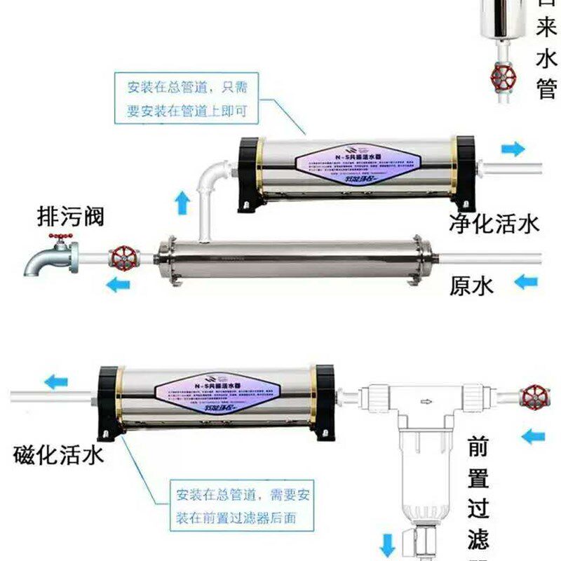 新款磁化水器家用磁化强磁防垢净水器小分子团量子磁波共振活水仪