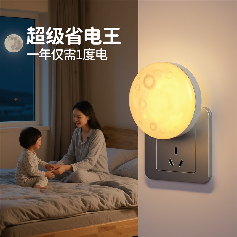 婴儿专用小夜灯弱光卧室睡眠灯儿童微光插电款夜间节能懒人床头灯图片