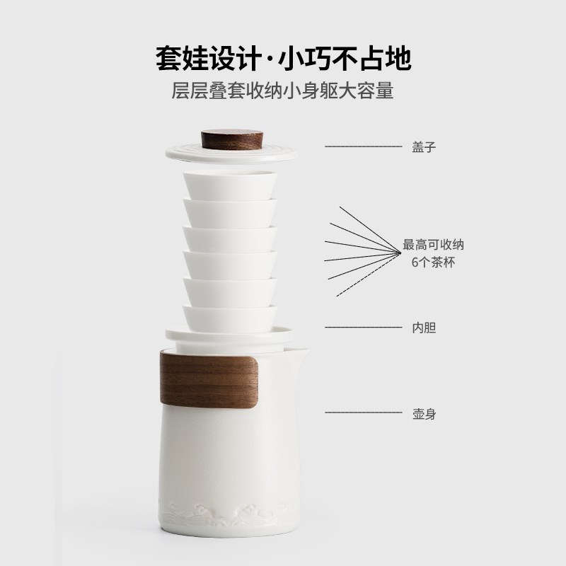 便携式茶具旅行套装一壶三杯快客杯户外露营随身喝茶具外出携带包