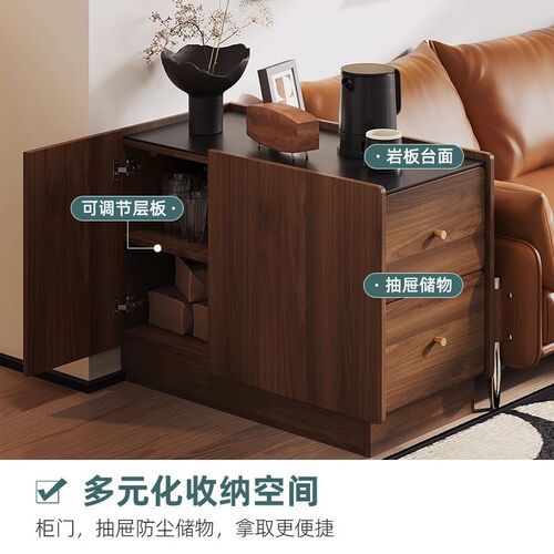 中古风客厅沙发边柜置物柜边几卧室床头柜角柜小户型多功能茶水柜