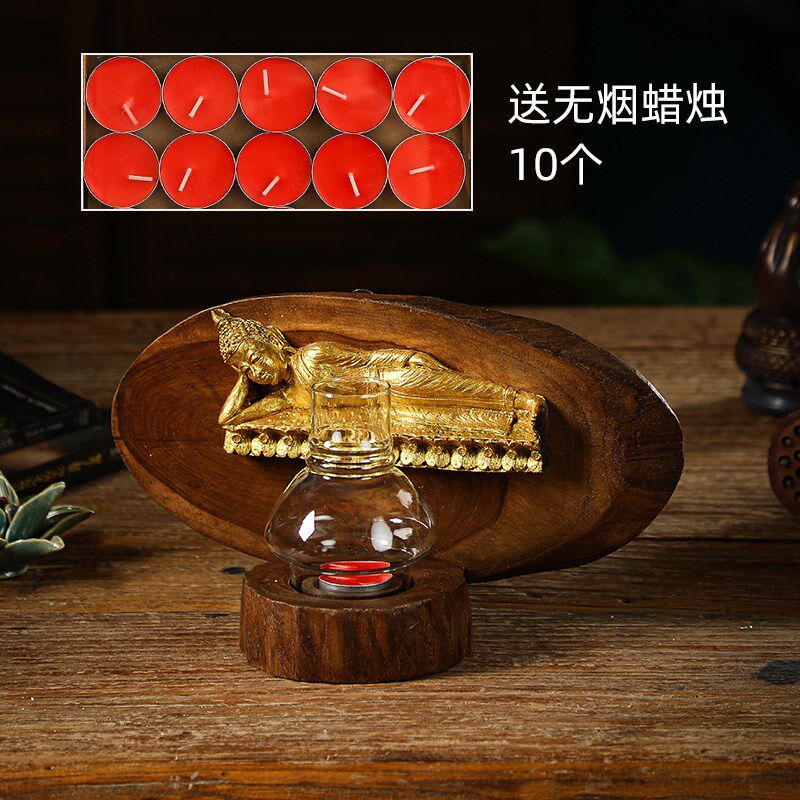 异丽新中式仿古实木壁挂烛台泰式工艺品户外风灯星期佛墙面装饰品