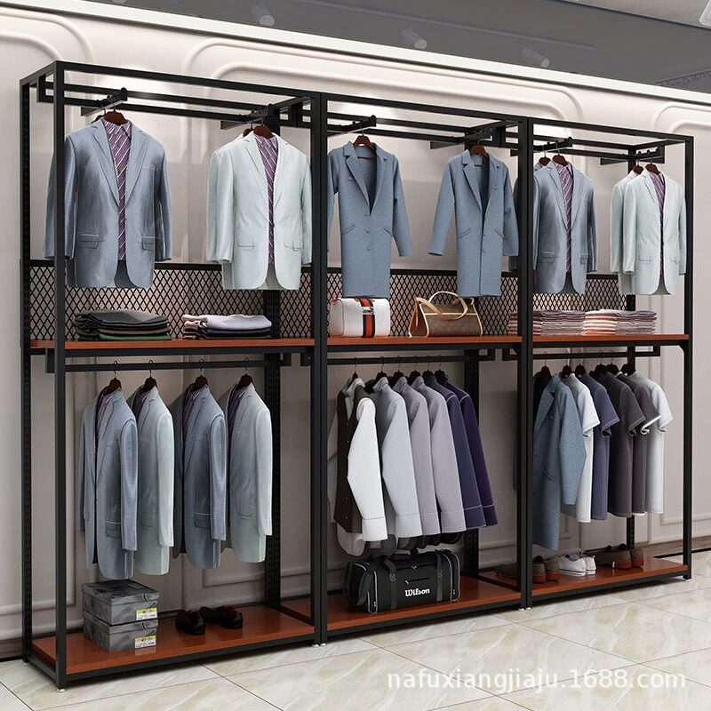 服装店展示架室内立式挂衣架男装店铁架衣柜网红店装饰衣服货架