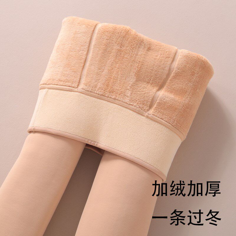 女童光腿神器冬季加绒儿童肉色打底裤加厚连裤袜肤色中大童踩脚裤