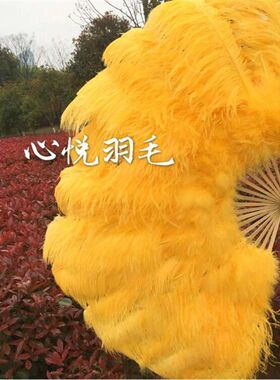 新款高端鸵鸟羽毛绒毛扇子超大cos演出舞蹈羽毛扇 颜色可定制包邮