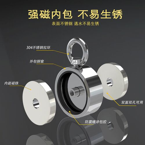 打捞磁铁强力吸铁石强磁吸铁器钕磁铁超强磁性吸力圆形吊环大吸盘