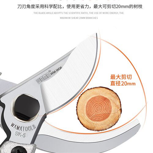 园林剪刀进口修枝剪树枝粗枝德国SK5钢家用绿化园艺果枝果树剪子