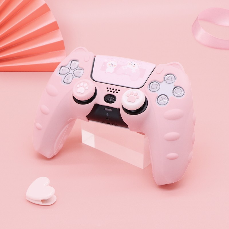 索尼SONY PS5手柄套保护套硅胶套可爱猫爪p5套送触屏贴纸