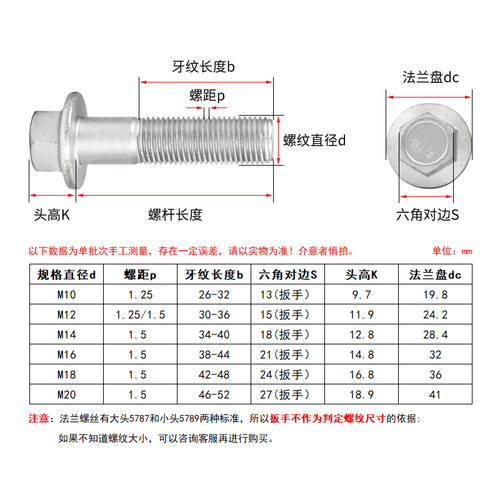 10.9级细牙法兰面螺丝达克罗M10M12M14M16*1.25*1.5六角带垫螺栓