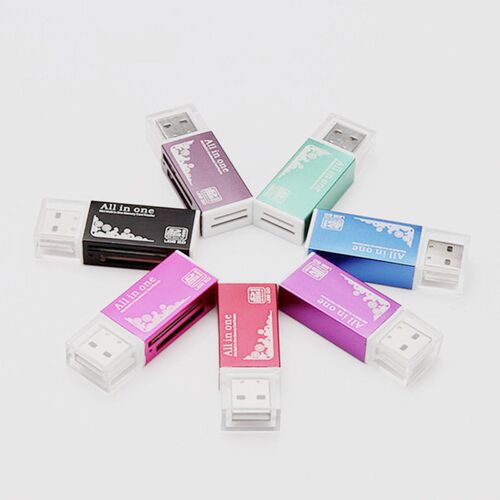 铝壳4合1读卡器多功能手机读取 高速SD TF M2 MS读卡器四合一通用
