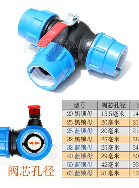 pe水管活接球阀6分快接开关32塑料卡扣阀门黑色塑料管接头6寸管件