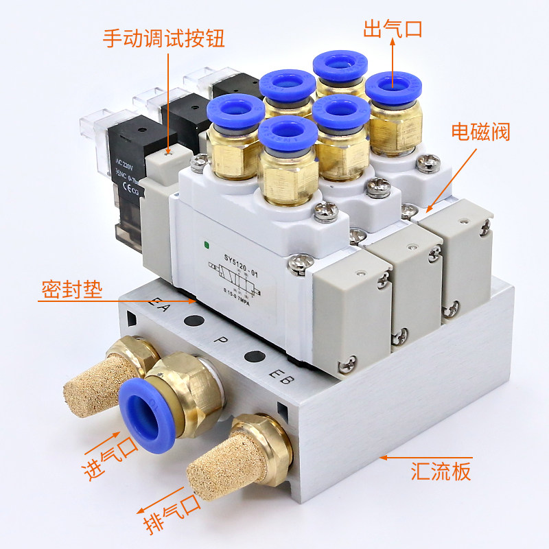 SMC型电磁阀sy5120-5lzd-5dzd-5gzd-5dd-01气缸气动电磁控制阀组
