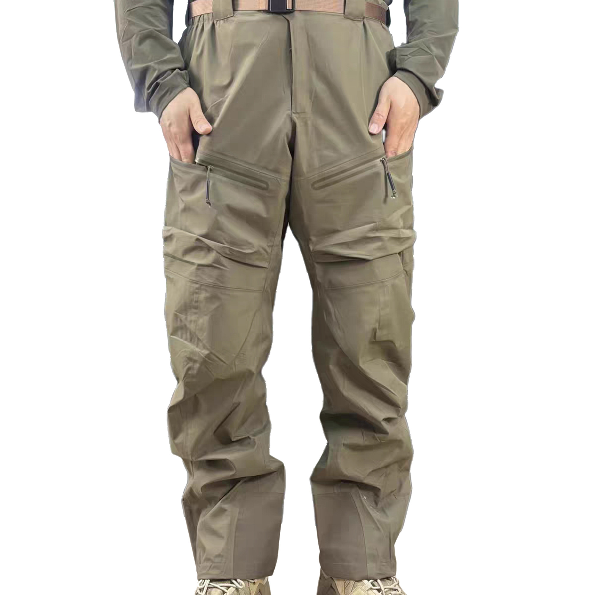 硬壳冲锋裤男款户外服装防水侧拉链雨裤全压胶登山裤