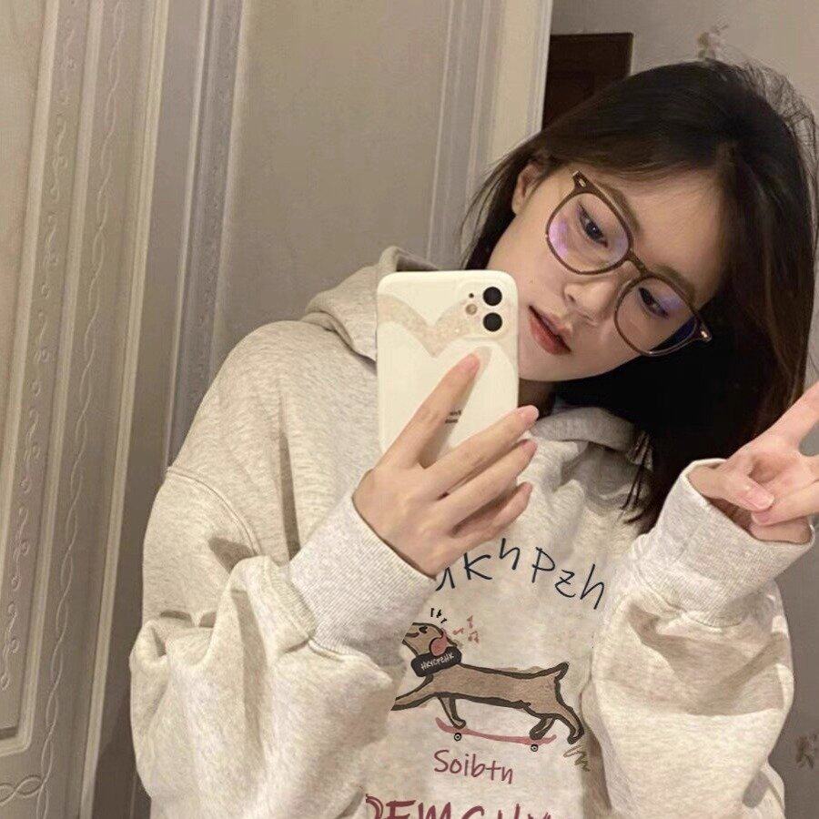 外贸爆款仿棉华棉复合-薄款310g加绒400g 连帽卫衣女秋冬