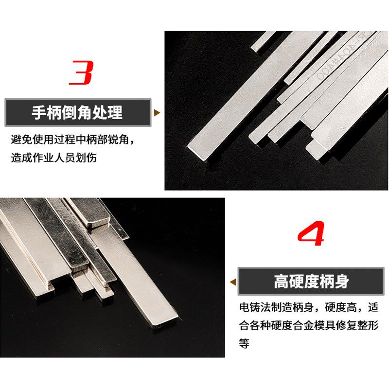台湾奇利CF400金刚石钢锉刀大平斜扁模具金刚锉套装硬质合金挫刀